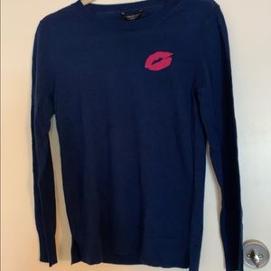 Navy blue long sleeve lip sweater